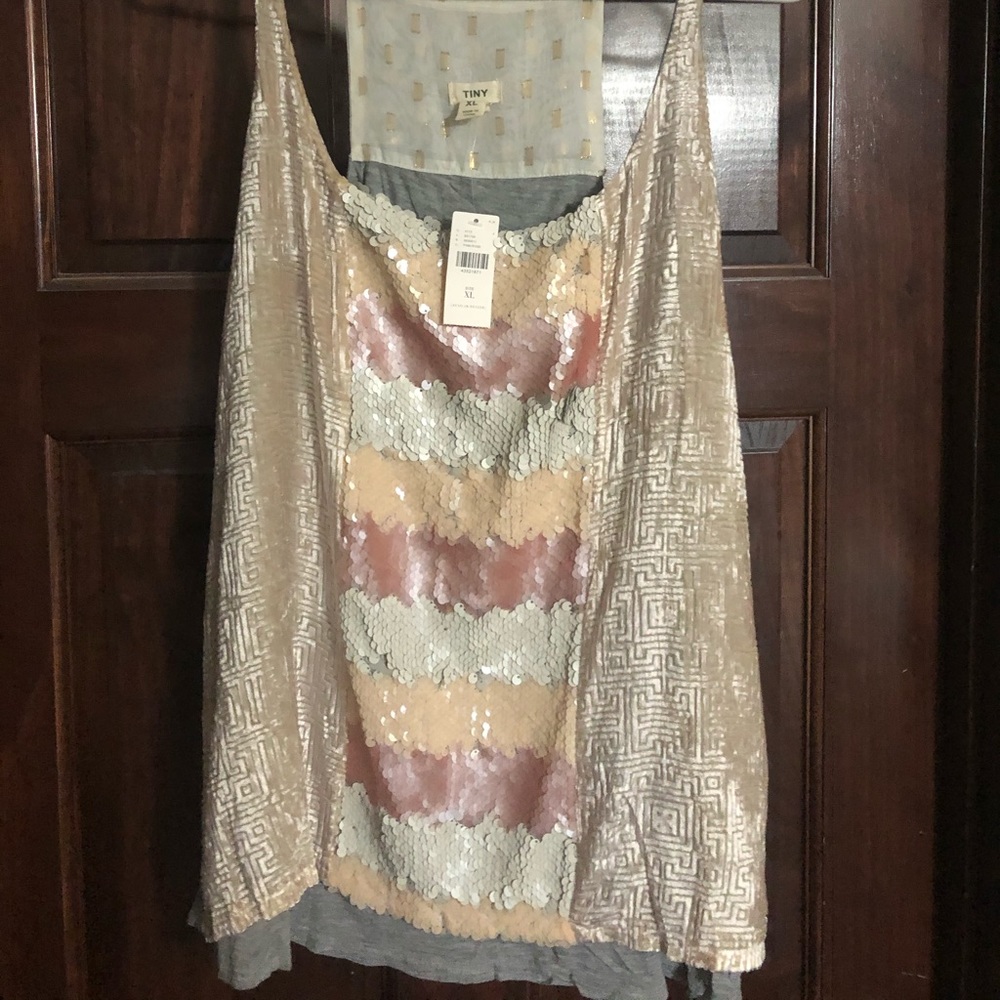 Anthropologie Multicolor Sequin Tank Top